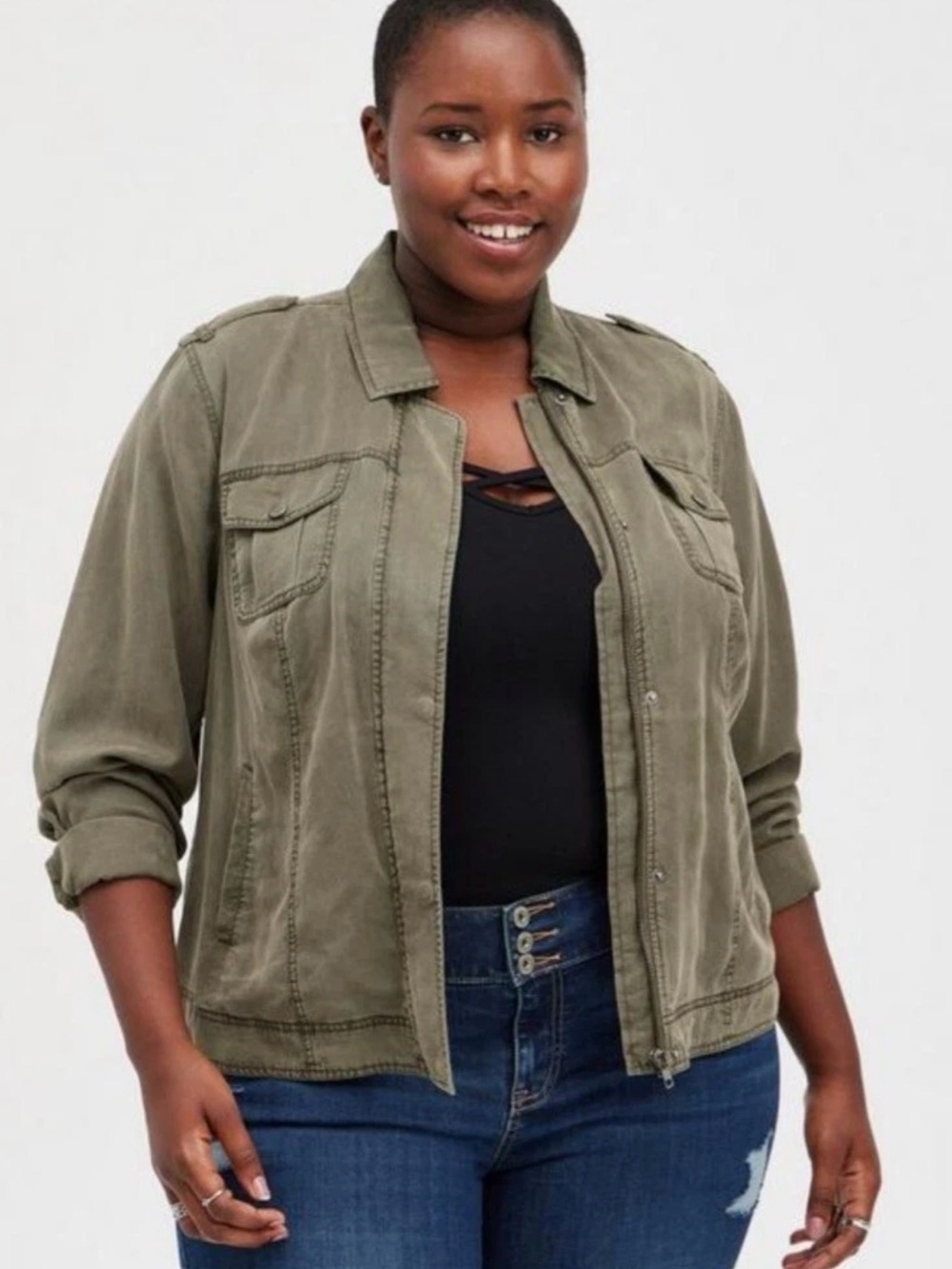 NWT NWT Torrid Plus Size 2X Olive Tencel Bomber Jacket